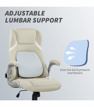 Vinsetto Fabric Office Desk Chair w/ Adjustable Height Tilt Function Beige