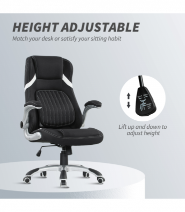 Vinsetto Fabric Office Desk Chair w/ Adjustable Height Tilt Function Black