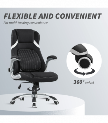 Vinsetto Fabric Office Desk Chair w/ Adjustable Height Tilt Function Black