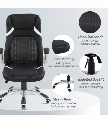 Vinsetto Fabric Office Desk Chair w/ Adjustable Height Tilt Function Black