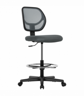 Vinsetto Swivel Mesh Office Chair w/ Adjustable Footrest Ring, Charcoal Grey