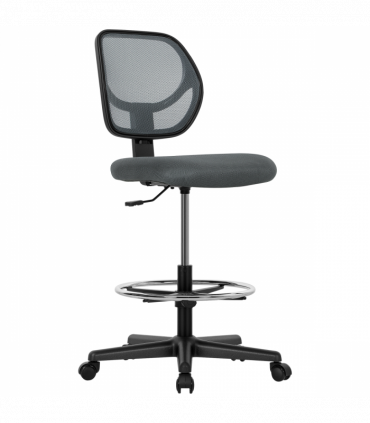 Vinsetto Swivel Mesh Office Chair w/ Adjustable Footrest Ring, Charcoal Grey