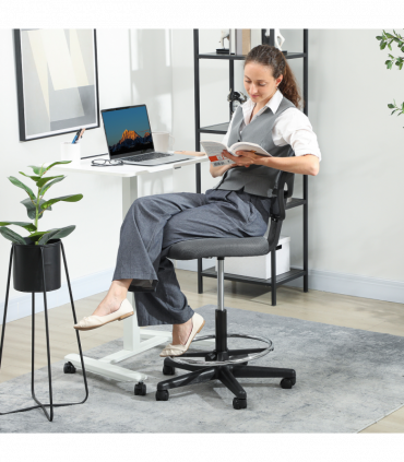 Vinsetto Swivel Mesh Office Chair w/ Adjustable Footrest Ring, Charcoal Grey