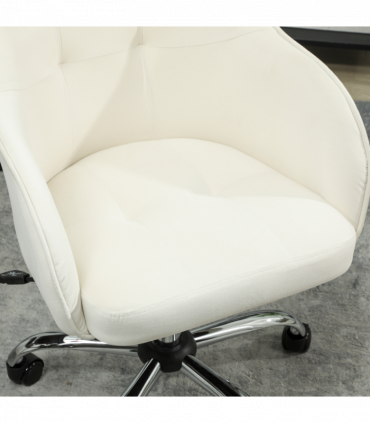 HOMCOM Vanity Chair for Desk, with Height Adjustable, Wheels, Cream