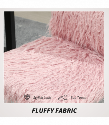 HOMCOM Armless Makeup Vanity Chair, Swivel Computer Chair, Pink