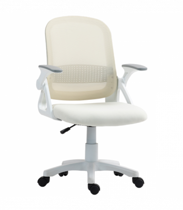 HOMCOM Ergonomic Swivel Computer Chair with Flip-up Armrests, White