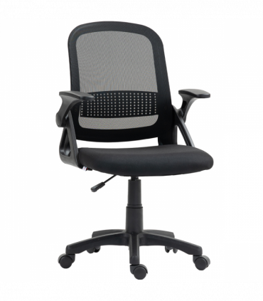 HOMCOM Ergonomic Swivel Computer Chair with Flip-up Armrests, Black