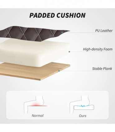 HOMCOM PU Leather Office Desk Chair with Thick Cushion, Brown