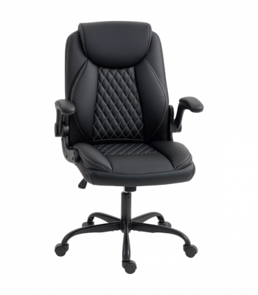 HOMCOM PU Leather Office Desk Chair with Thick Cushion, Black