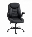 HOMCOM PU Leather Office Desk Chair with Thick Cushion, Black