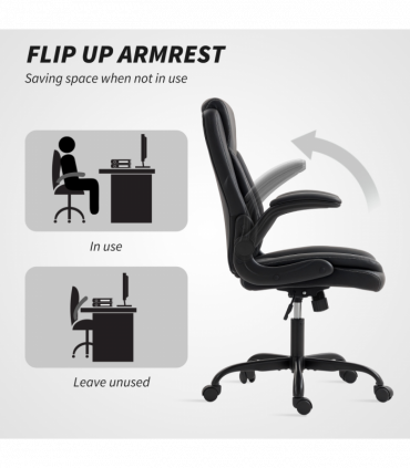 HOMCOM PU Leather Office Desk Chair with Thick Cushion, Black