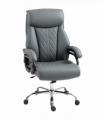 HOMCOM PU Leather Office Chair with Spring Padding, Swivel Wheels, Grey