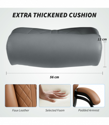 HOMCOM PU Leather Office Chair with Spring Padding, Swivel Wheels, Grey