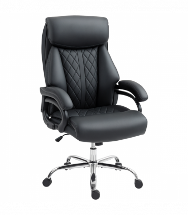 HOMCOM PU Leather Office Chair with Spring Padding, Swivel Wheels, Black