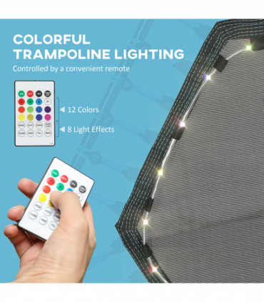 SPORTNOW 45" Fitness Trampoline with Adjustable Handle, LED Lights, Blue