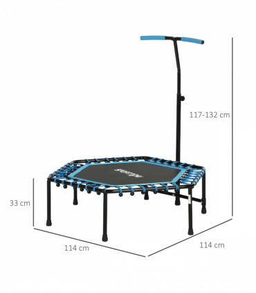 SPORTNOW 45" Fitness Trampoline with Adjustable Handle, LED Lights, Blue