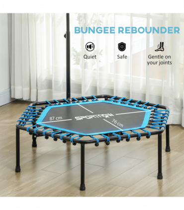 SPORTNOW 45" Fitness Trampoline with Adjustable Handle, LED Lights, Blue