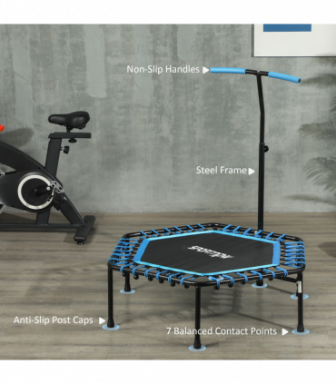SPORTNOW 45" Fitness Trampoline with Adjustable Handle, LED Lights, Blue