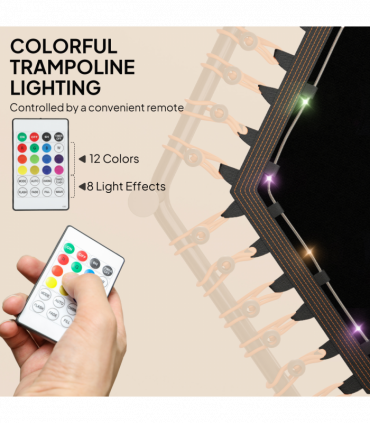 SPORTNOW 45" Fitness Trampoline with Adjustable Handle, LED Lights, Orange