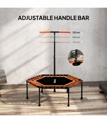 SPORTNOW 45" Fitness Trampoline with Adjustable Handle, LED Lights, Orange