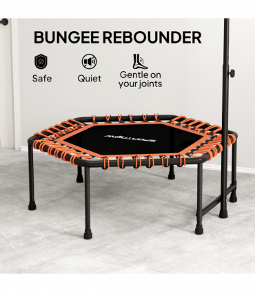 SPORTNOW 45" Fitness Trampoline with Adjustable Handle, LED Lights, Orange