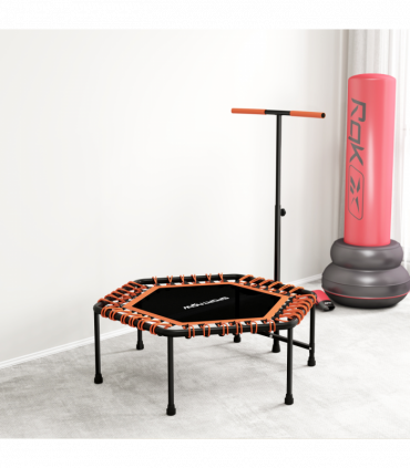 SPORTNOW 45" Fitness Trampoline with Adjustable Handle, LED Lights, Orange