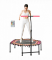 SPORTNOW 45" Fitness Trampoline with Adjustable Handle, LED Lights, Pink