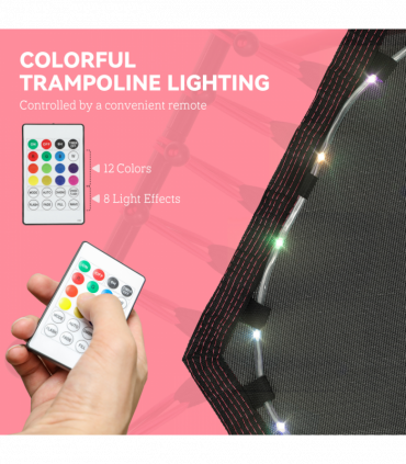 SPORTNOW 45" Fitness Trampoline with Adjustable Handle, LED Lights, Pink