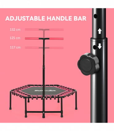 SPORTNOW 45" Fitness Trampoline with Adjustable Handle, LED Lights, Pink