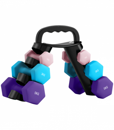 SPORTNOW Dumbbells Set with Storage Rack, 2 x 1kg, 2 x 3kg, 2 x 5kg, Pink