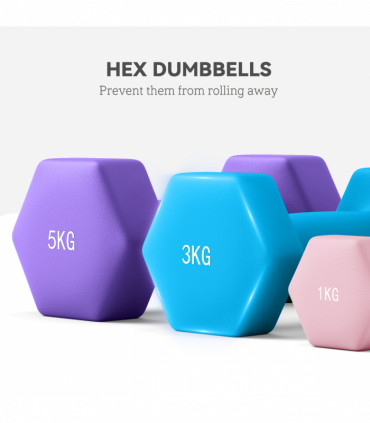 SPORTNOW Dumbbells Set with Storage Rack, 2 x 1kg, 2 x 3kg, 2 x 5kg, Pink