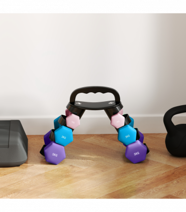 SPORTNOW Dumbbells Set with Storage Rack, 2 x 1kg, 2 x 3kg, 2 x 5kg, Pink