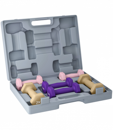 SPORTNOW 9kg Hex Dumbbells Set with Carry Case, 2 x 1kg, 2 x 1.5kg, 2 x 2kg