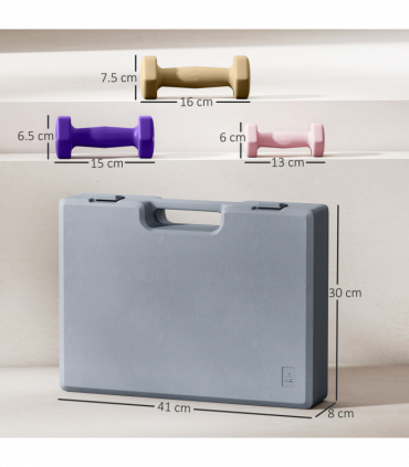 SPORTNOW 9kg Hex Dumbbells Set with Carry Case, 2 x 1kg, 2 x 1.5kg, 2 x 2kg