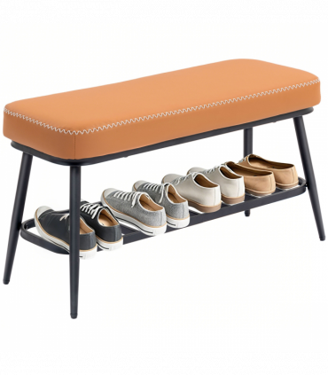 HOMCOM Shoe Bench, PU Leather Shoe Storage Bench for Entryway, Brown