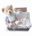 Personalised Happy Elephant Gift Hamper - Teddy & Baby Vest