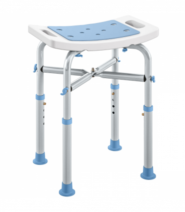 HOMCOM Adjustable Shower Stool with Foot Pads for Elderly, Light Blue