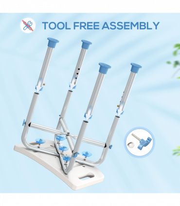 HOMCOM Adjustable Shower Stool with Foot Pads for Elderly, Light Blue