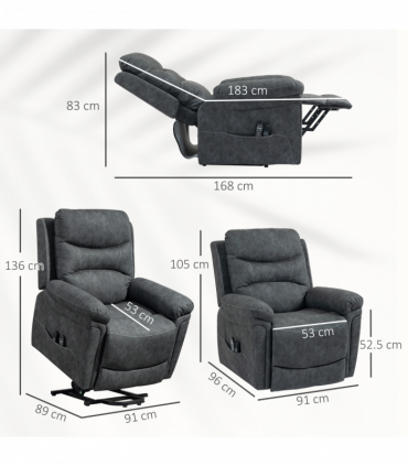 HOMCOM Massage Recliner Chair, Lift Chair with Heat, USB, Remote, Grey