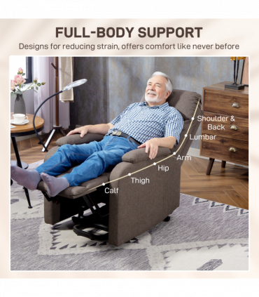 HOMCOM Linen Fabric Electric Recliner Chair with Remote Control, Brown