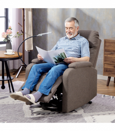 HOMCOM Linen Fabric Electric Recliner Chair with Remote Control, Brown