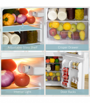 HOMCOM 88L Small Fridge Freezer with 5-Setting Thermostat, Inner Light