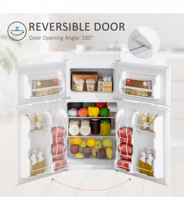 HOMCOM 88L Small Fridge Freezer with 5-Setting Thermostat, Inner Light