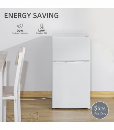 HOMCOM 88L Small Fridge Freezer with 5-Setting Thermostat, Inner Light