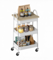 HOMCOM Rolling Utility Cart with Mesh Baskets for Kitchen White Oak