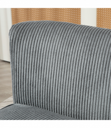 HOMCOM Corduroy Double Sofa w/ Wood Frame Foam Padding High Back, Grey