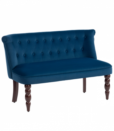 HOMCOM Velvet-Feel Two-Seat Lounger Sofa with Wood Frame, Dark Blue