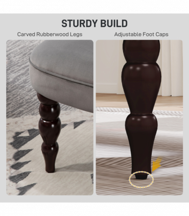 HOMCOM Velvet-Feel Two-Seat Lounger Sofa with Wood Frame, Charcoal Grey