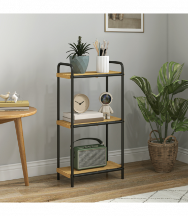 HOMCOM 3-Tier Bamboo Bathroom Shelf, Freestanding Shelving Unit, Natural