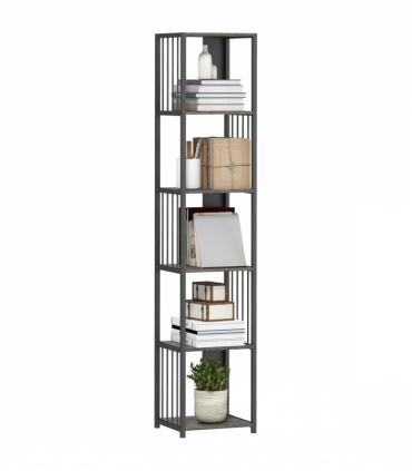 HOMCOM 5-Tier Bookshelf, Freestanding Display Storage Unit, Grey